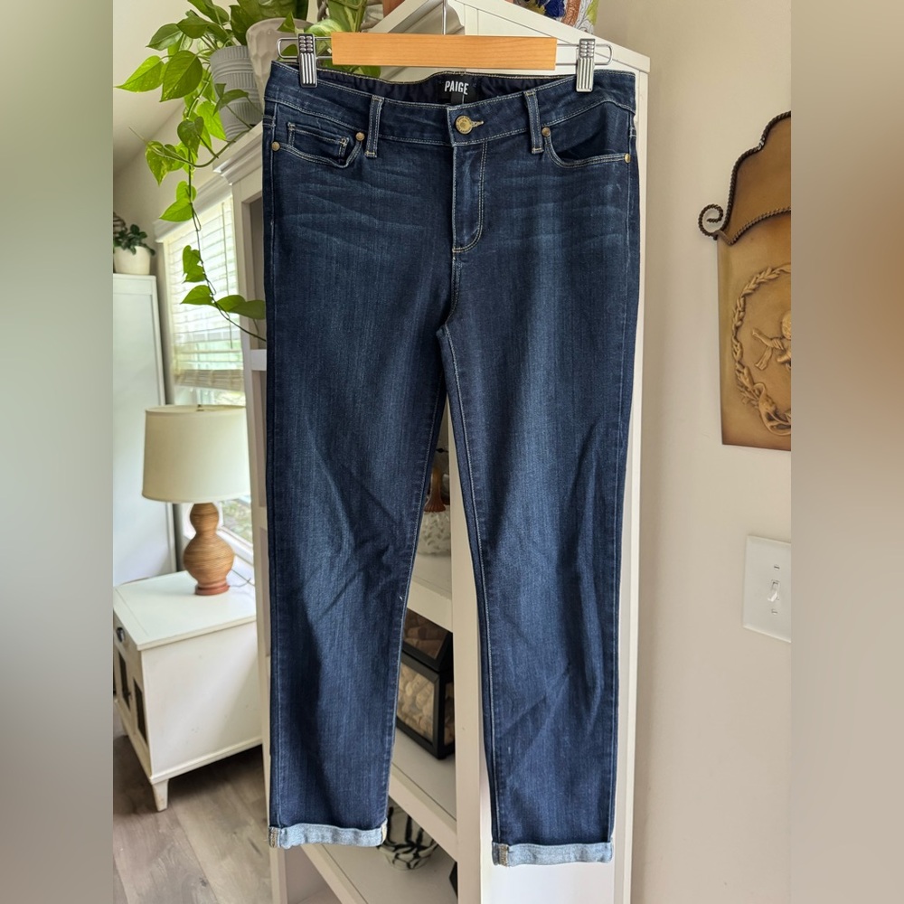 PAIGE Dark Blue Skyline Crop Jeans